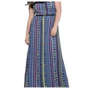 Torrid Multi Color Aztec Print Strapless Maxi Dress Size 14